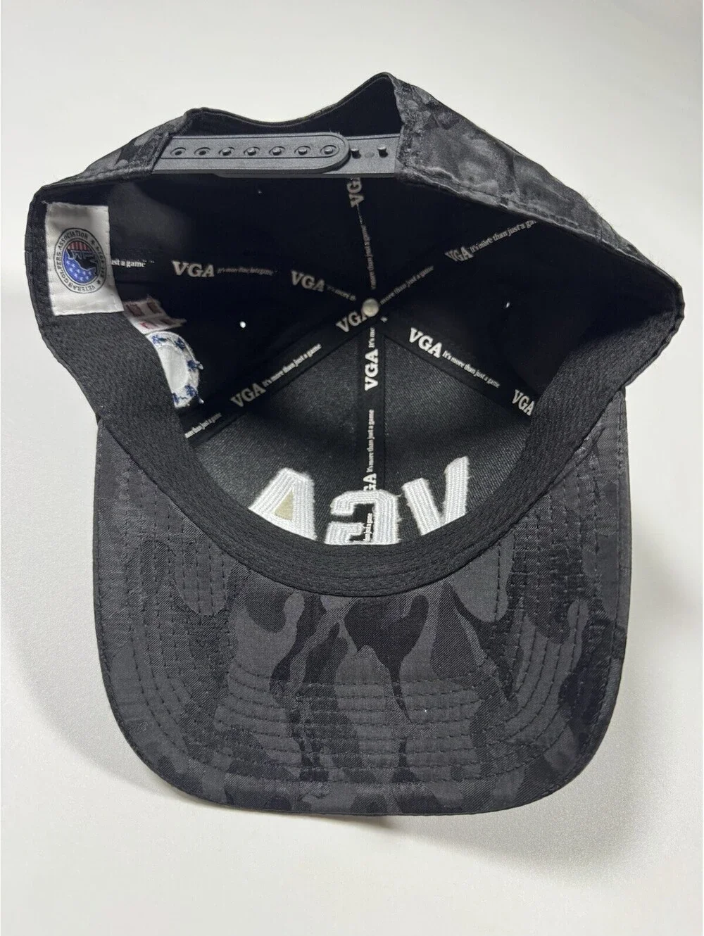 Veteran Golfers Association VGA Black Camo Snapback Hat 9/11 Patriotic Golf Cap